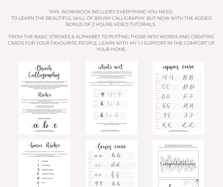 Video Course Edition - Beginners Brush Calligraphy Workbook Kit