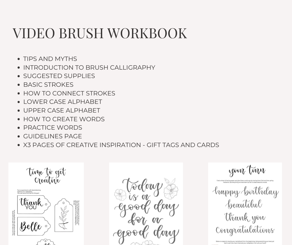 Video Course Edition - Beginners Brush Calligraphy Workbook Kit